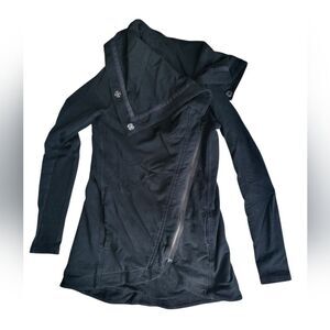 Size 2 Lululemon Black Asymmetrical Zip Cowl Yoga Sweater